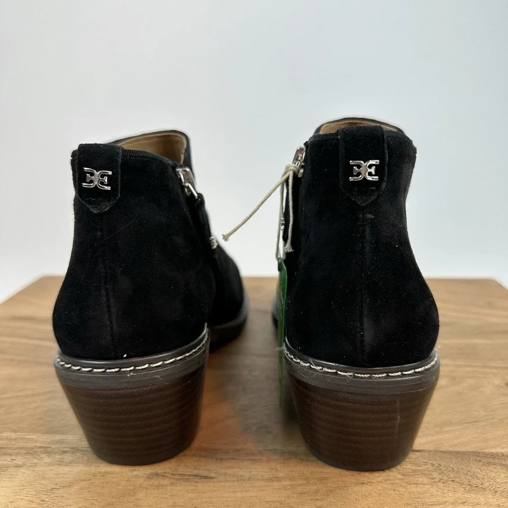 New NWOB Womens Sam Edelman Pryce Black Suede Bootie‎ Boot Size 8 M